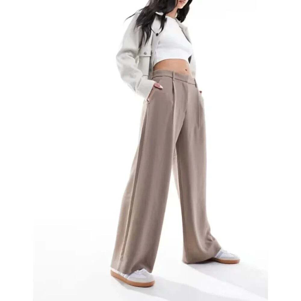 Abercrombie A&F Women 29 8S Sloane Tailored Wide Leg Pant Beige Cream Curve Love
